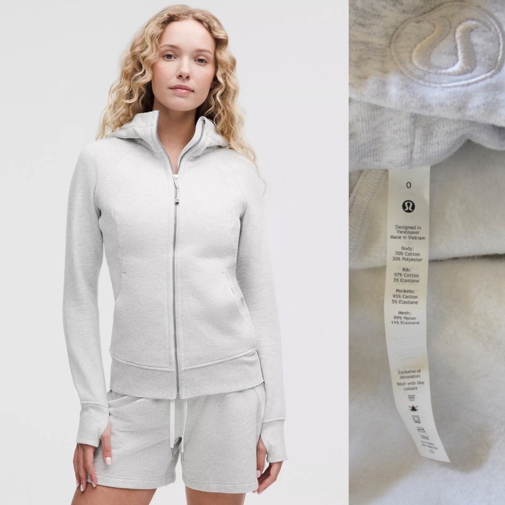 Lululemon Scuba Full-Zip Hoodie 0 Preowned Heathered Core Ultra Light Grey